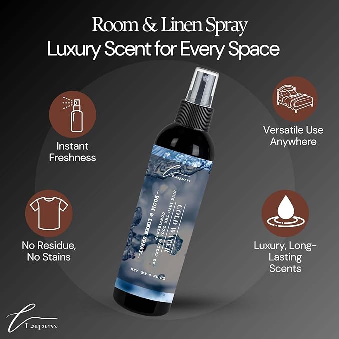Lapew Room & Linen Spray | Fragrance Mist for Home, Car & Office | Fabric & Air Freshener | Neutralizing Mist | Made in USA | Cold Water