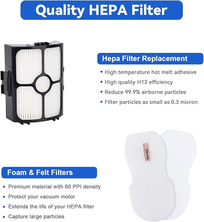 HZ3002 Replacement Brush Roller and Filters for Shark HZ3002/ HZ3000 Vacuum Cleaner - Replace Parts XFFKHZ3000 XHFHZ3000, 1 Brush Roller 2 HEPA Filters & 2 Foam and Felt Filters