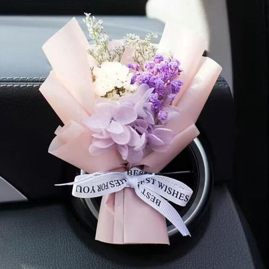 Cute Mini Dried Flowers Bouquet for Car Air Vent Clips, Small Bouquet Car Air Freshener Vent Clips,Mini Natural Dried Flower Bouquet Car,Car Essential Oil Diffuser Vent Clip,Auto Interior Accessories