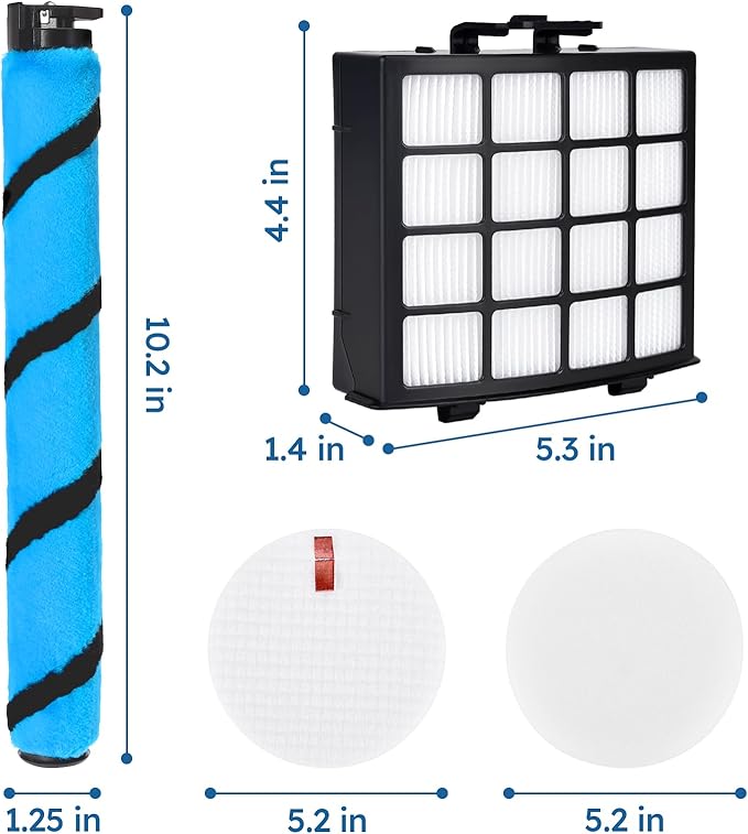 AZ2002 Filter Replacement for Shark Vertex DuoClean PowerFins AZ2000 AZ2002 UV2500 AZ2000W AZ2001AMZ Upright Vacuum, Part #1483FC2000 XHFAZ2000 XFFKAZ2000, 1 Brushroll, 2 + 6 Filters
