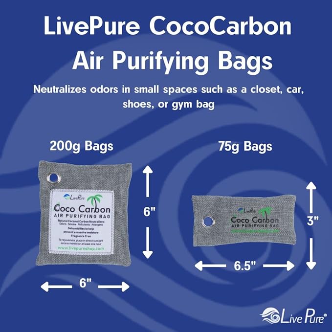 LivePure Natural Cococarbon Air Purifying Bag Value Pack - Mint