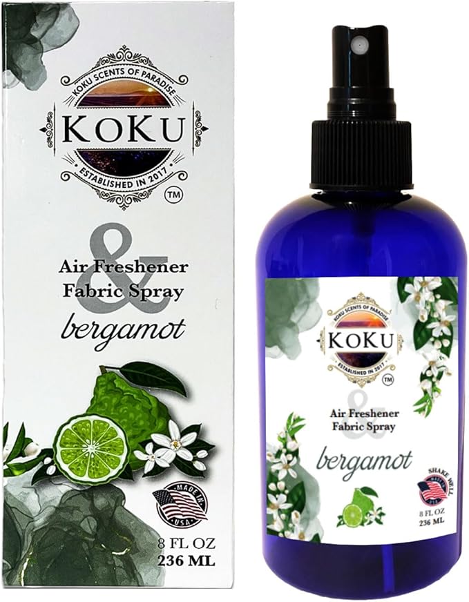 Bergamot Air Freshener - Room Spray - Odor Eliminator - Deodorizer - Car Air Freshener - Home Spray - Linen Spray - Fabric Refresher - Non-Toxic - Alcohol Free - Made in USA (8 Oz)
