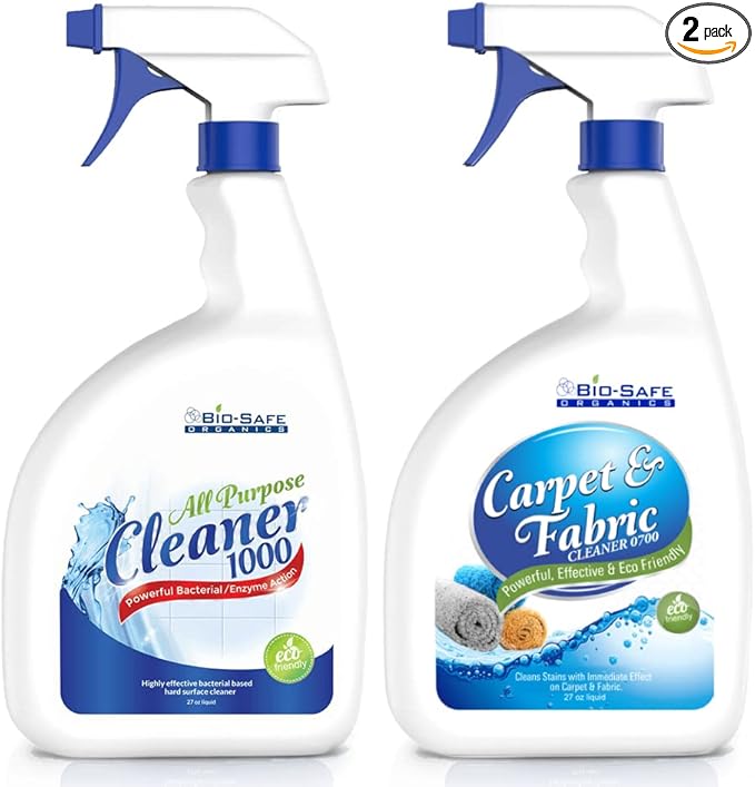 Bio-Safe Organics - Non Toxic Powerful Organic Cleaners All Natural Cleaners Combo Sampler Package - Carpet and All Purpose Cleaner 24 Oz.