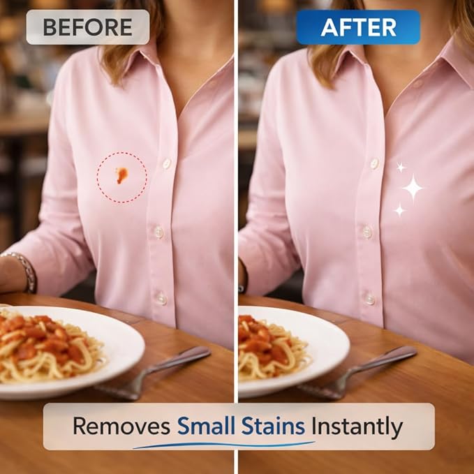 2-in-1 Portable Stain Remover Bundle, 3 Count - Dual Step Stain Removal Wipes (10 Sets x 2) + On-The-Go Solid Stain Cleaning Stick Pen (1 Pack), Instant Spot Cleaner for Food, Coffee & Sauce Stains