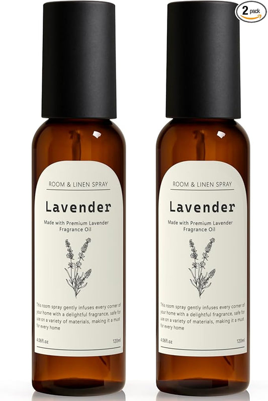 Lavender Room Spray, 2 Pack 4.06oz Air Freshener Spray, Long Lasting Room Air Fresheners for Home, Odor Eliminator for Bathroom Office Bedding
