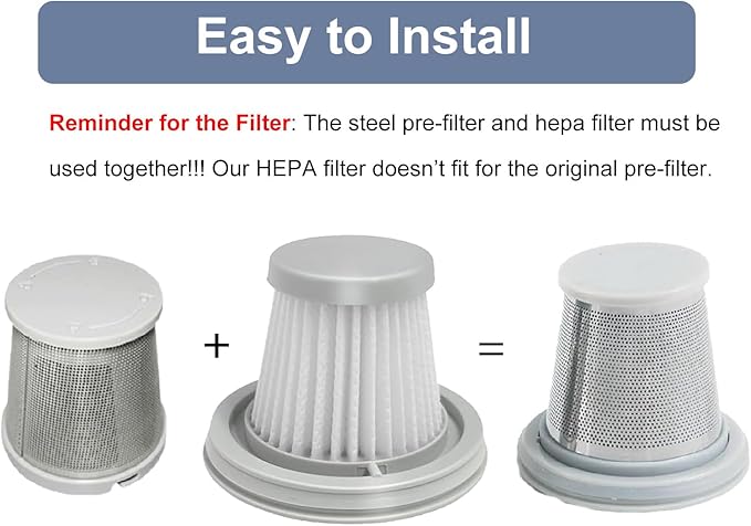 Hepa Filter Replacement, Washable Filters for Fanttik Slim V8 APEX Car Vacuum, for Fanttik V8 Series, for Slim V10 Mate Cleaner, 1 Stainless Steel Pre-filter, 3 Hepa Filters