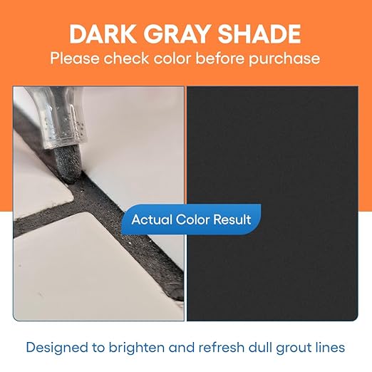 Dark Gray Grout Paint Pen Tile Grout Colorant & Sealer Marker, Quick-Dry, Ideal for Bathroom, Shower, Kitchen Tiles Restores Grout Lines, 3 Adjustable Tips (2-3 mm) 2 Pack