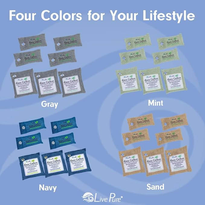 LivePure Natural Cococarbon Air Purifying Bag Value Pack - Grey