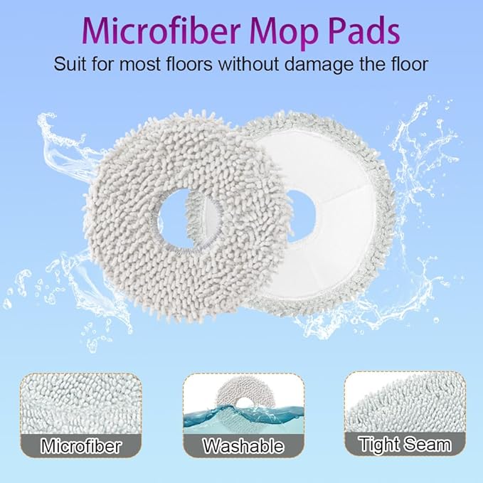 J15 Pro Ultra Replacement Parts Accessories Compatible with Eureka J15 Ultra Robot Vacuum Cleaner, Including 1 Main Brush, 4 Hepa Filters, 4 Mop Pads, 4 Dust Bag, 4 Side Brushes