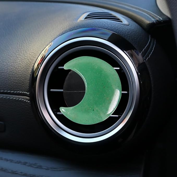 4 Pcs Crystal Moon Air Vent Clips, Quartz Moon Style Car Air Fresheners, Cute Car Decoration & Interior Decor Accessories for Women & Men (Green)