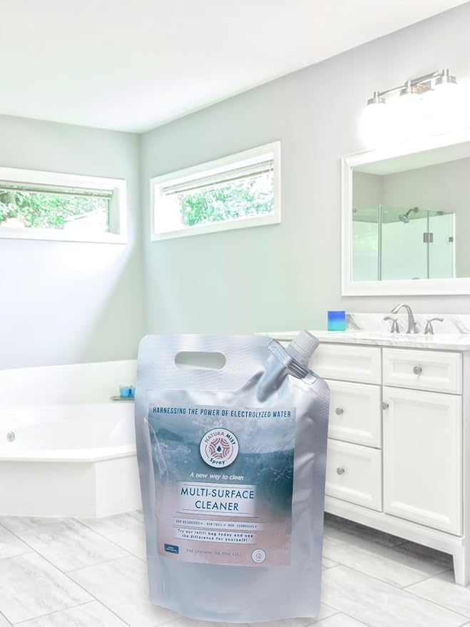 Multi-Surface Cleaner (Refill Bag 2 Liter) -Electrolyzed Water Cleaner - Home and Kitchen Cleaning - Non-Toxic and Effective Cleaner to Remove Dirt & Grime, 2 Liter
