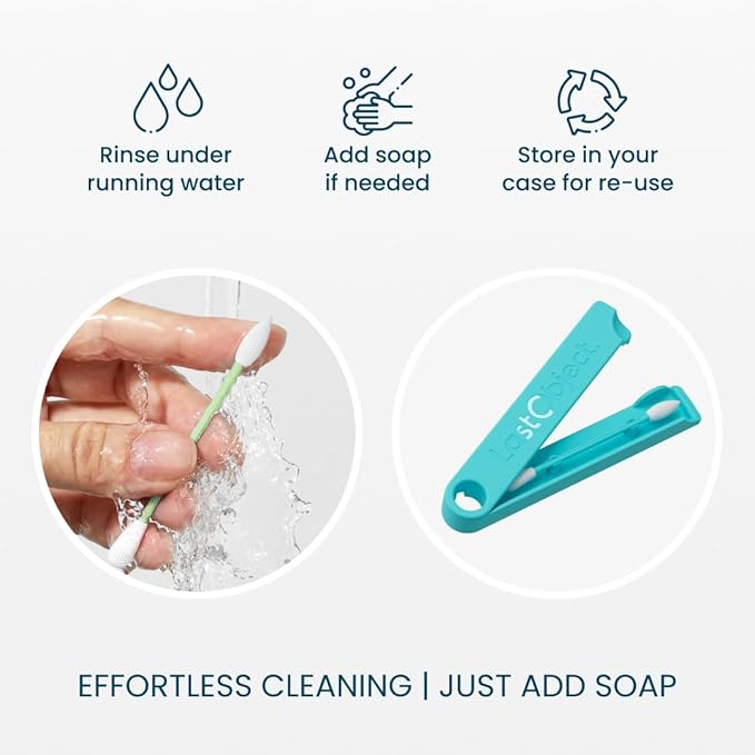 LastSwab® Reusable Cotton Swabs for Gentle & Eco-Friendly Beauty Routines - The Sustainable Alternative to Single-Use Q Tips - Zero Waste & Easy to Clean - Comes with a Convenient Travel Case Holder