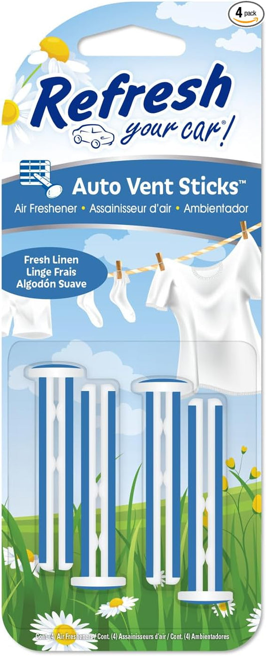 Refresh Your Car! Vent Air Freshener (Fresh Linen CS Scent, 4 Pack)
