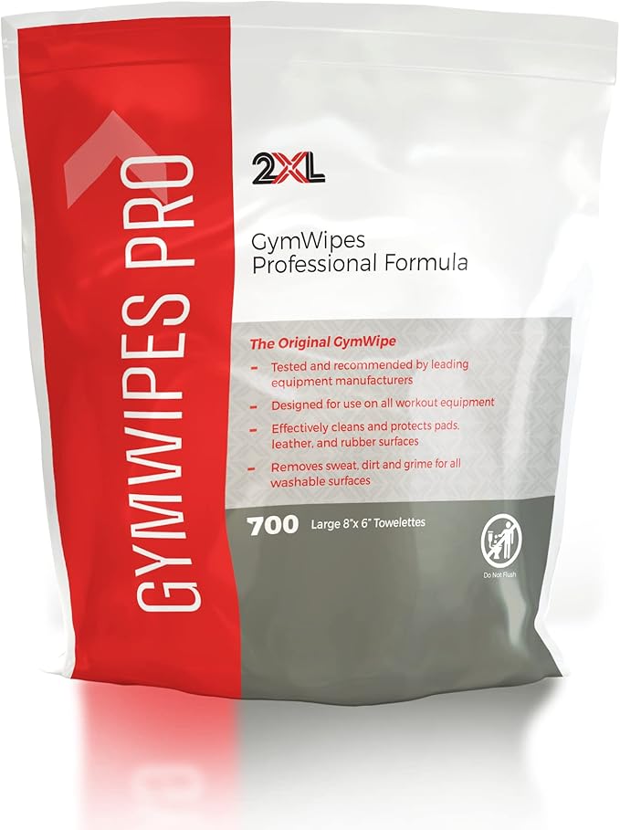 2XL GymWipes Professional Towelettes Bucket Refill – Plant-Based Compostable Fabric – Large Low-Residue Wipes for Multi-Surface Use