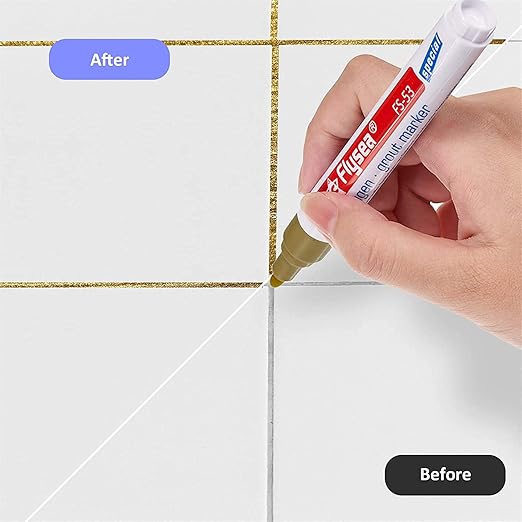 10 Pieces Tile Pen Wall Grout Color Pen Tile Repair Pen Wall Gap Grout Restore Marker For Tiles Floor Kitchen Bathroom(Gold)