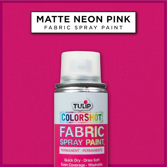 Tulip ColorShot Instant Fabric Spray Paint, Permanent Color Spray-On Fabric Paint, 3oz, Neon Pink