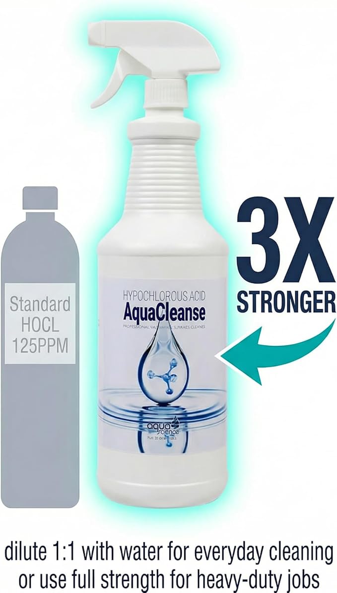 Hypochlorous Acid Spray - 32oz 500PPM All-Purpose Cleaner - 3X Stronger Than Standard HOCL - Pet & Family Safe, Non-Toxic Surface Cleaner & Odor Remover - No Harsh Chemicals Ready to Use | USA Made