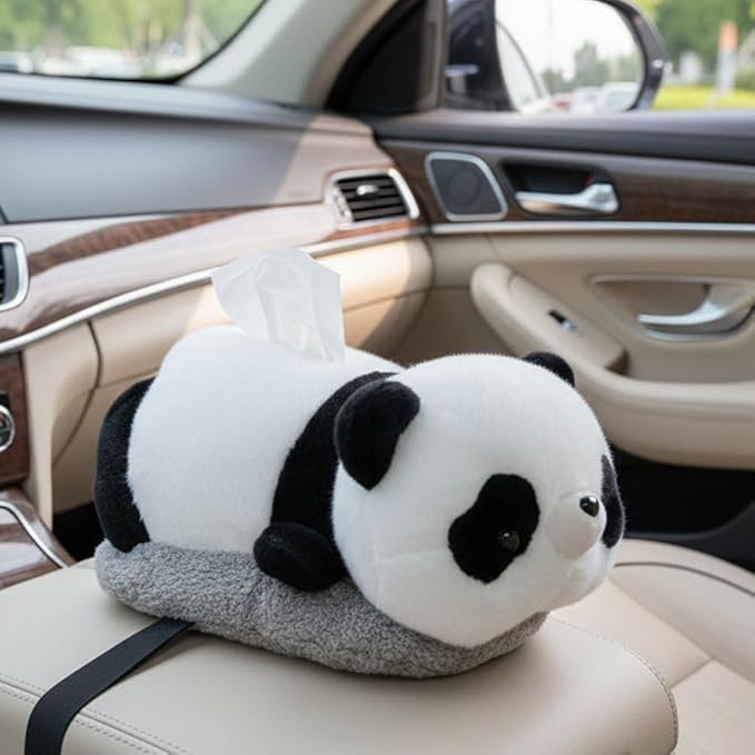 Plush Tissue Box Holder Cartoon Tissue Box Cover Decorative Tissue Holder Napkin Dispenser with Bamboo Charcoal Air Purifying Bag Design for Car Home