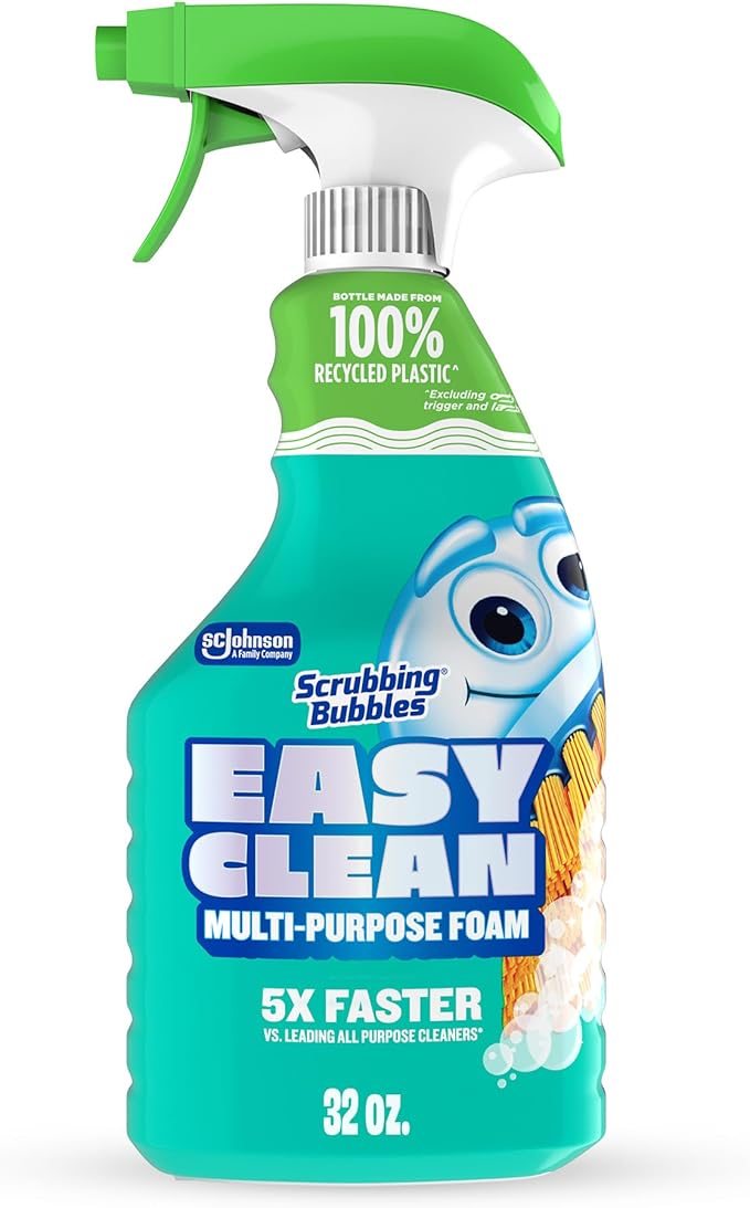 Scrubbing Bubbles Easy Clean Foaming Bleach-Free Bathroom All Purpose Cleaner, Fast-Acting Foam Cleans Limescale, Dirt and Grime on Showers, Sinks, Toilets, Tiles, Counters, & More, 32oz Spray