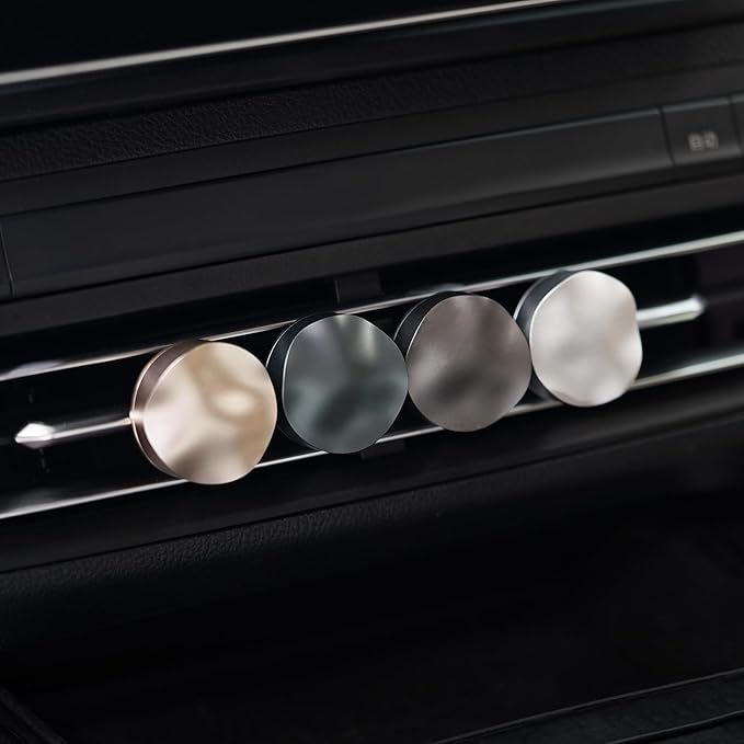THEDOTS Gray Matte Metal Car Vent Clips, Refillable Air Freshener Car Decor, Moroccan Mint Tea Scent