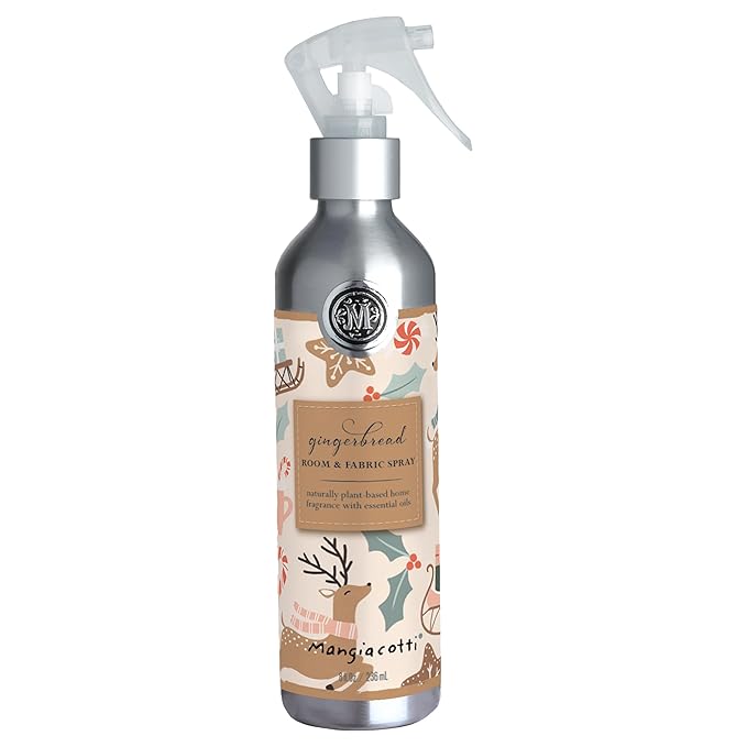 Mangiacotti Room Spritz Fabric Deodorizer Air Freshener Spray | Naturally Plant-Based with Essential Oils Room Fragrance, 8 Ounces, Gingerbread