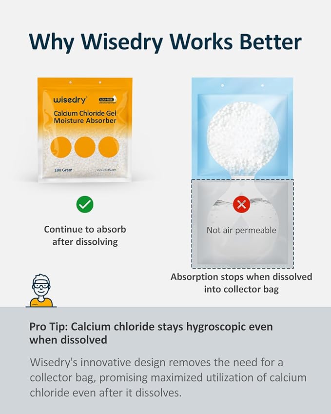 Wisedry Moisture Absorbers 100G (Pack of 10), 100% Leakproof Dehumidifier Bags, Fragrance-Free Disposable Humidity Absorbers for Closet, Basement, Home
