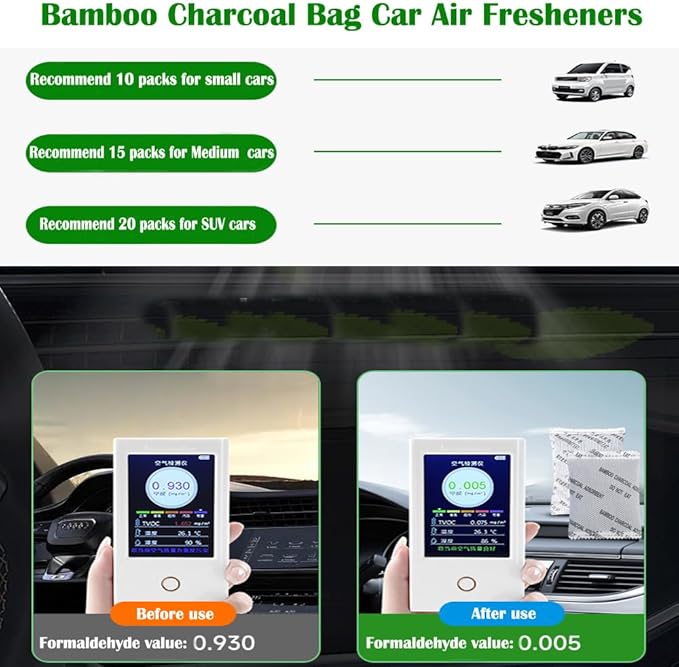 30Pack Natural Activated Charcoal Odor Absorber Air Purifying Bag for Home or Car Odor Eliminator; 10g/Pack Pet Areas or Car Air Freshener for Home,Car,Closet,Shoe,Basement,Pet
