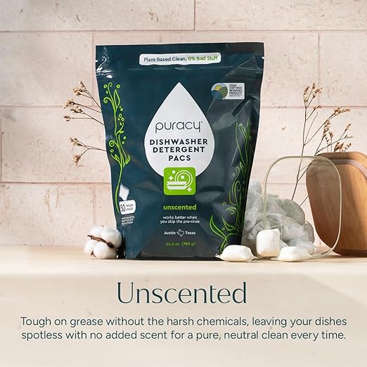 Puracy Dishwasher Pods, Natural Dishwasher Detergent, Free & Clear Dish tabs - Enzyme-Powered, Spot & Residue Free - TikTok Trend Items, Must Haves from TikTok Made Me Buy It (Free & Clear, 100 Count)