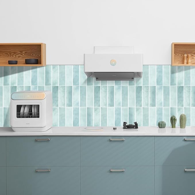 Peel and Stick Tile，New Upgrade Thicker Design Self Adhesive 12" x 12" Large Premium Peel and Stick Backsplash for Kitchen (Mint Green).