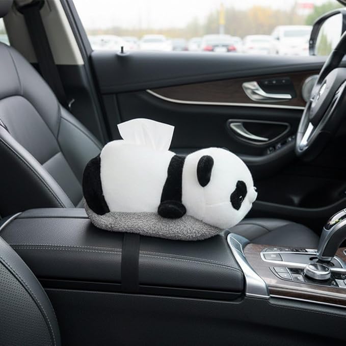 Plush Tissue Box Holder Cartoon Tissue Box Cover Decorative Tissue Holder Napkin Dispenser with Bamboo Charcoal Air Purifying Bag Design for Car Home