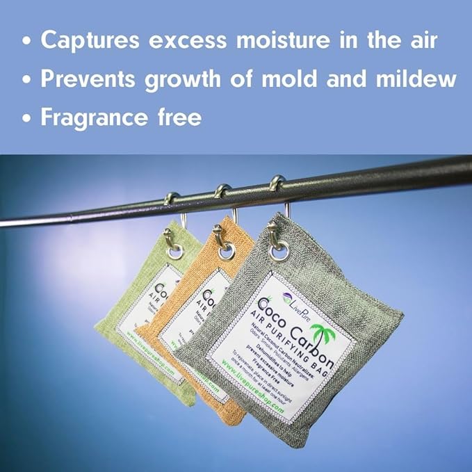 LivePure Natural Cococarbon Air Purifying Bag Value Pack - Grey