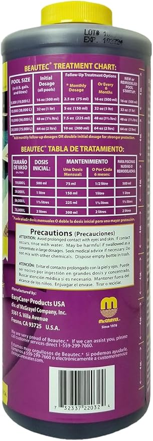 EASYCARE 22032 Beautec Ultimate Calcium Preventative, Salt Cell Protector & New Pool Startup, 32 Fl. Oz Bottle