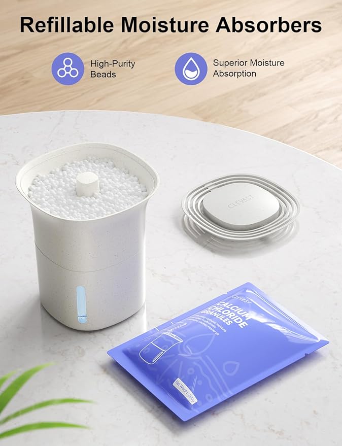 CLEVAST Refillable Moisture Absorber Boxes, 4 Pack 12.5 oz Reusable Dehumidifier for Closet, Bathroom & Wardrobe, Removes Excess Moisture, Odor & Humidity