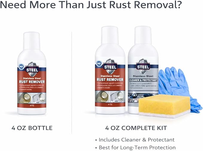 Stainless Steel Rust Remover – NSF Approved Non-Toxic Rust Stain Remover for Stainless Steel Appliances, Sinks, Grills, Marine Hardware & Commercial Equipment (4 oz)