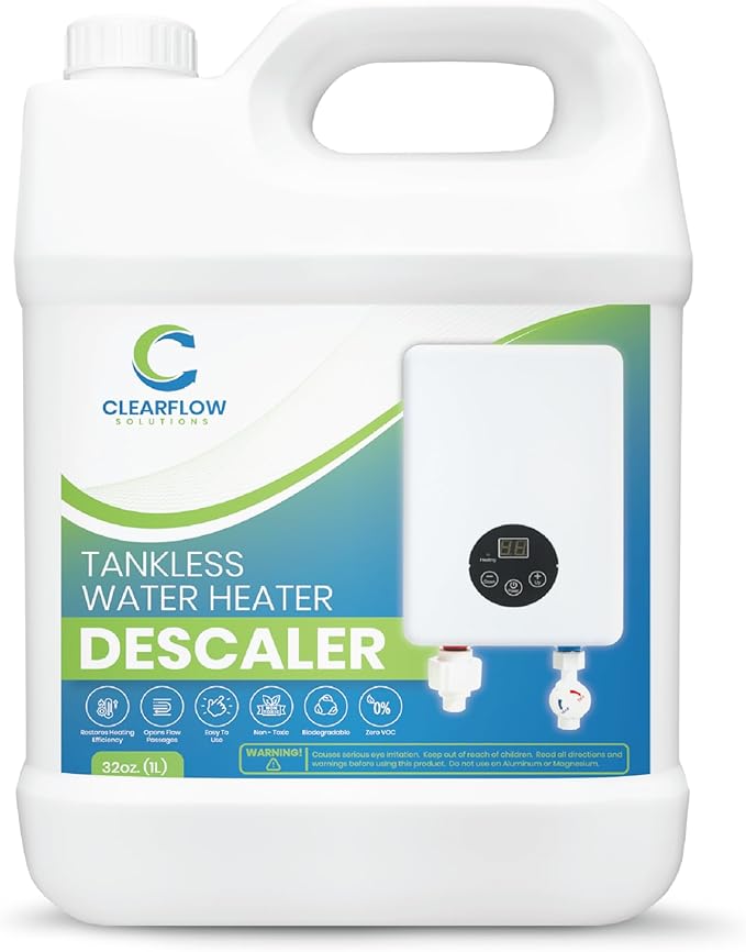 Tankless Water Heater Descaler - Premium Descaler for Tankless Water Heater Systems, Restores Heating Efficiency, Nontoxic, Biodegradable, Made in USA! 32 Ounce (Quart)
