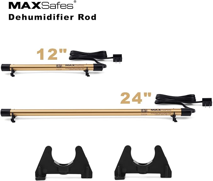 Gun Safe Dehumidifier Rod, Dry Rod - Easy Installation Plug-in Electric Dehumidifier Eliminates Moisture for Gun Safes & Cabinets, ETL Approved，12in