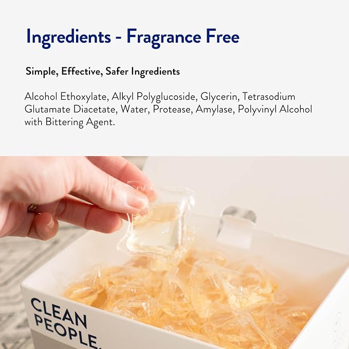 The Clean People Fragrance Free Laundry Detergent Pods - Hypoallergenic Laundry Pods - Ultra Concentrated, Recyclable Packaging, Stain Fighting - Fragrance Free, 96 Pack
