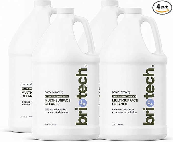 BRIOTECH Extra Strength HOCl Cleaner, 500 PPM Hypochlorous Acid Concentrate, ULV Foggers & Humidifiers, Professional Deodorizer for Dental, Offices, Schools, Homes, Peroxide Free, 1 Gallon (4 Pack)