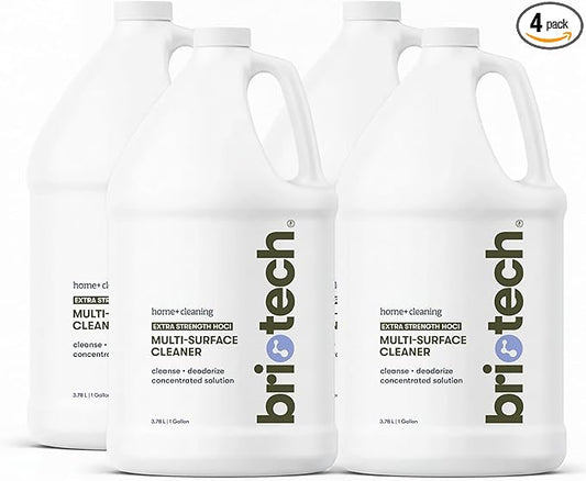BRIOTECH Extra Strength HOCl Cleaner, 500 PPM Hypochlorous Acid Concentrate, ULV Foggers & Humidifiers, Professional Deodorizer for Dental, Offices, Schools, Homes, Peroxide Free, 1 Gallon (4 Pack)