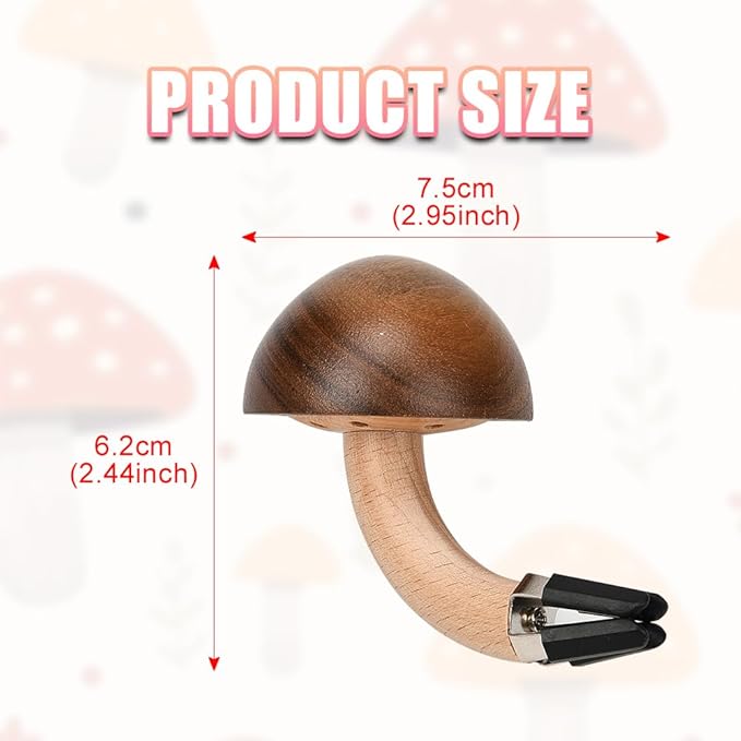 XhuangTech 2 Pack Wood Car Diffusers Vent Clips with Fragrance Pads, Car Air Diffuser Freshener Vent Clip, Natural Wood Air Conditioning Cute Auto Interior Accessories Mushroom Decoration for Cars