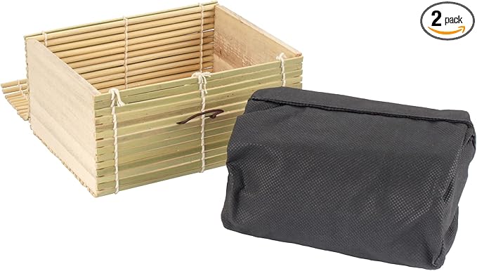 BambooMN Granulated Bamboo Charcoal Odor Absorber Bag in Decorative 6.25" x 4.75" x 3" Green Box, 2 Pieces