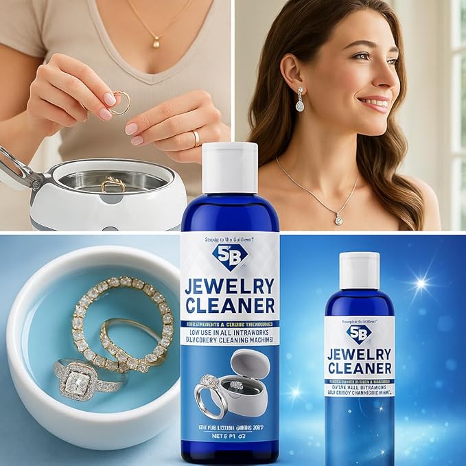 Jewelry Cleaner Liquid Concentrate – Professional Strength Non Toxic Solution for Diamonds, Gold, Silver, Platinum, and Precious Stones – Ammonia Free, Made in USA (8 Fl Oz)