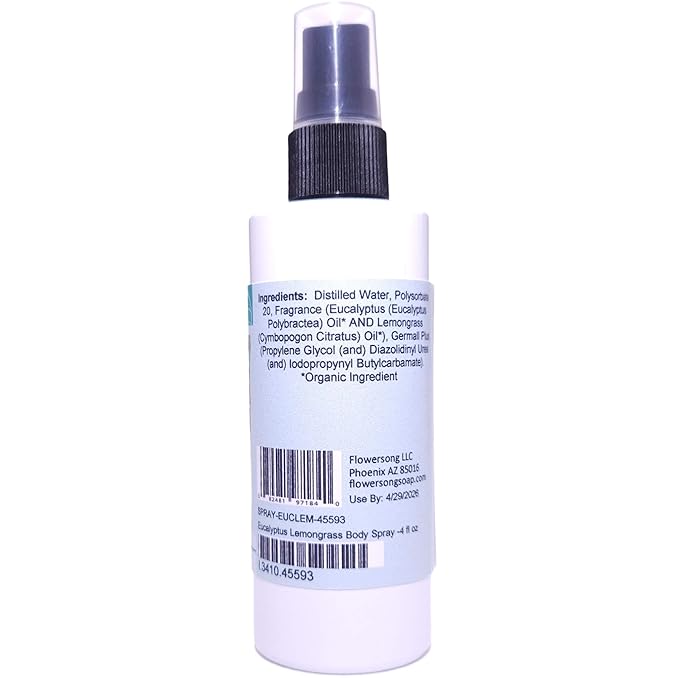 Blossom to Bath Eucalyptus Lemongrass Body Spray (4 Ounce) - Pure Essential Oil Fragrance - Energizes Skin with a Herbally Clean Natural Scent