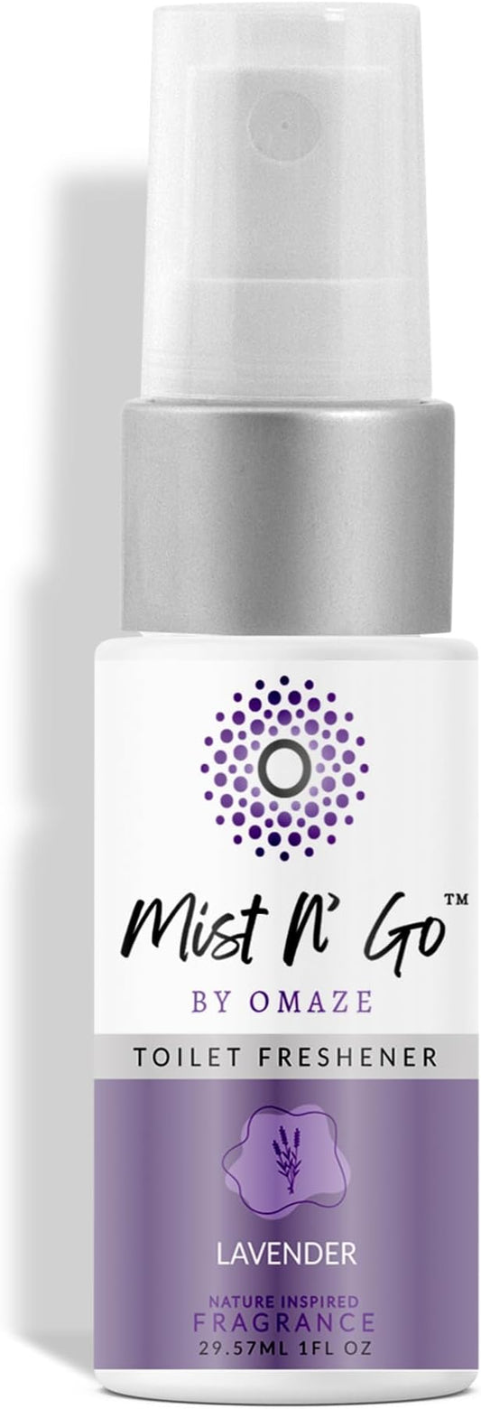 Mist N??Go by Omaze Travel Bathroom Spray for Toilet Spray Odor Eliminator - Travel Toilet Spray for Bathroom Air Freshener Spray for Bathroom Deodorizer - Lavender Travel Size (1oz x1)