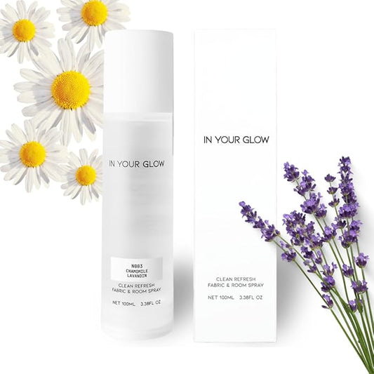 In Your Glow Fabric & Room Mist Spray– Long-Lasting Clean Scent, Unisex Luxury Fragrance & Odor Eliminator, 100ml- N003 CHAMOMILE LAVANDIN