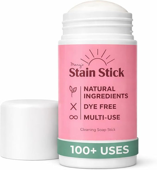 Mary's Stain Remover - Refillable Tube Stain Stick, Natural 6 Ingredient, Baby Gift, Tween Gift, Blood, Grease, Oil, Ketchup, Expo, Pen, Slime, Sports Stains, Refill Cartridge System