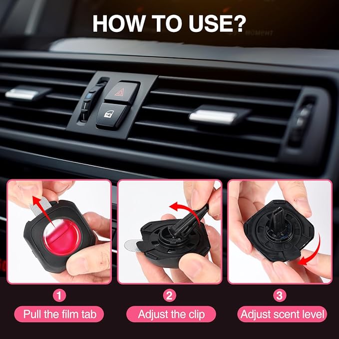 Honey Peach Scent Car Air Freshener Vent Clip, 6 Count Long Lasting Up to 180 days, Natural Essential Oil Car Fragrance for Women and Men, Odor Eliminator - 4ml Each