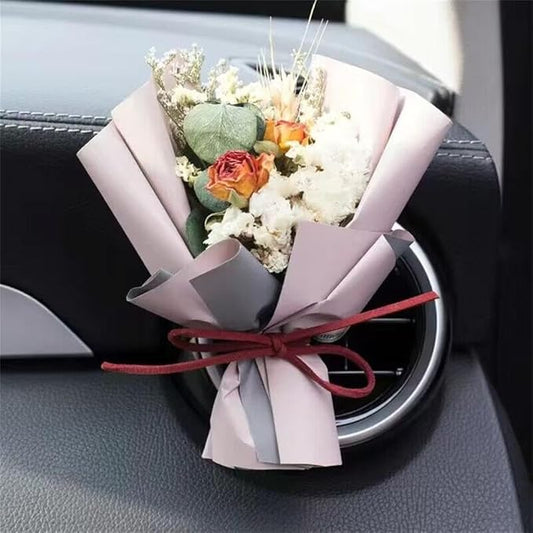 Cute Mini Dried Flowers Bouquet for Car Air Vent Clips, Small Bouquet Car Air Freshener Vent Clips,Mini Natural Dried Flower Bouquet Car,Car Essential Oil Diffuser Vent Clip,Auto Interior Accessories