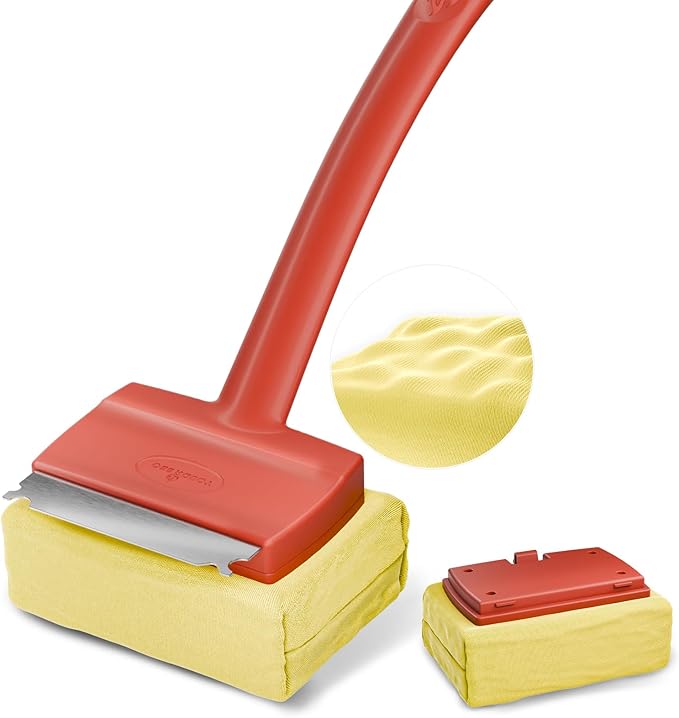 Grill Brush Bristle Free, Steam Grill Cleaning Brush with Detachable & Dishwash-Safe Brush-Head, Ergonomic Comfort Grip for Cast Iron/Stainless-Steel Grates, Safe Barbecue Grill Cleaner