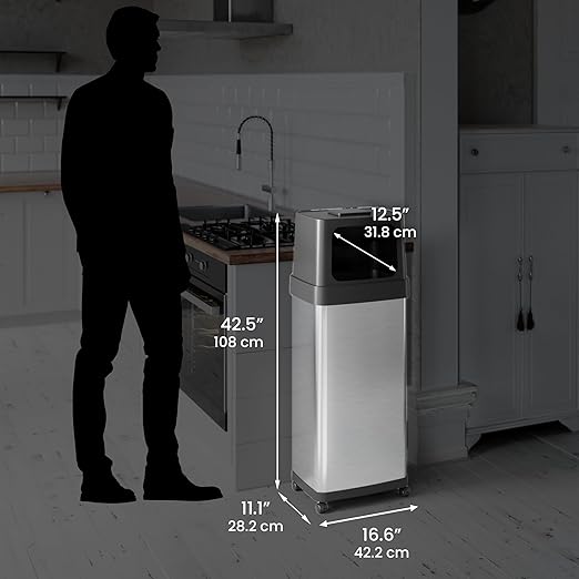 iTouchless 24 Gallon Dual-Side Opening Trash Can with Odor Filter & Locking Wheels – Stainless Steel Commercial Garbage Bin for Restaurants, Kitchens, Offices, Lobbies & More